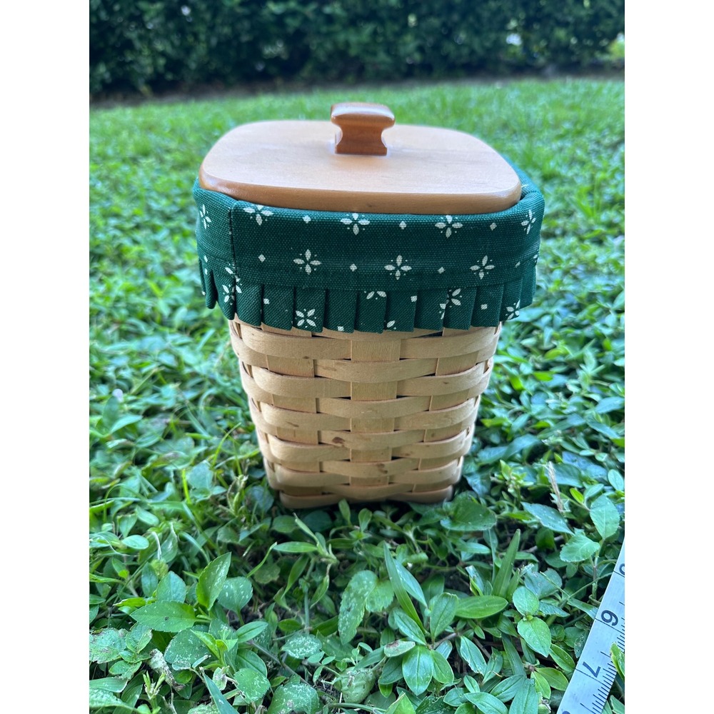 Longaberger 2000 Make A Basket Shop Woven Wood Basket with Lid and Green Liner